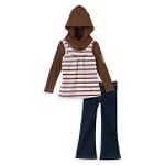 US Polo Assn. Girl's 4-6x Long Sleeve Jersey/Thermal Top & Denim Pant Set