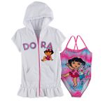 Dora The Explorer Toddler Girl's Dora & Boots Swimsuit with Terry Cover Up