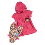 Dora The Explorer Toddler Girl's Floral Print Swimsuit with Terry Cover Up
