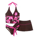Beach Native Girl's 7-16 Hibiscus Halterkini with Skirt