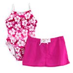Beach Native Girl's 7-16 Keyhole Back Swimsuit with Skirt