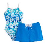 Beach Native Girl's 7-16 Keyhole Back Swimsuit with Skirt