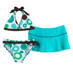 Beach Native Girl's 7-16 Polka Dot Bikini with Skirt