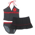 Malibu Dream Girl Girl's 7-16 Polka Dot Flower Halterkini with Skirt