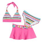 Beach Native Girl's 7-16 Striped Bikini with Skirt
