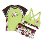 Zero Xposur Girl's Pretty Plus Flower Power Racer Back Bikini with Rashguard Top