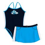 Zero Xposur Girl's Pretty Plus Flower Swimsuit with Skirt