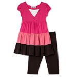 Amy's Closet Girl's 4-6x Tiered Colorblock Top with Leggings