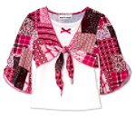 Amy's Closet Girl's 4-6x 3/4 Bell Sleeve Patchwork Top with Tie Front Shrug