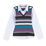 Brut Girl's 7-16 Long Sleeve Layered Woven Top with Vest