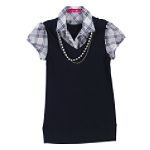 Almost Famous Girl's Plus Layered Woven Top with Necklace
