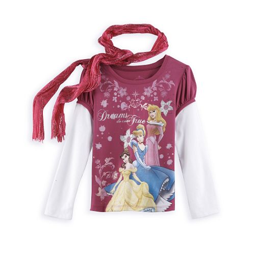 Disney Princess Girl's 4-6x Long Sleeve Top with Scarf