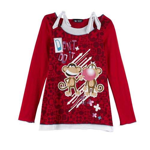 Bobby Jack Girl's Plus Long Sleeve "I Didn't Do It" Layered Shoulder Tie