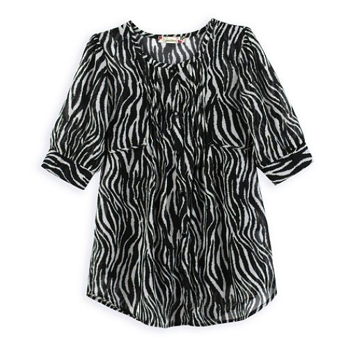 Speechless Girl's 7-16 Long Sleeve Zebra Print Chiffon Top