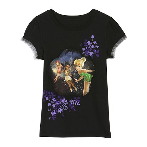 Disney Fairies Girl's 4-6x Short Sleeve Star Tulle Tee