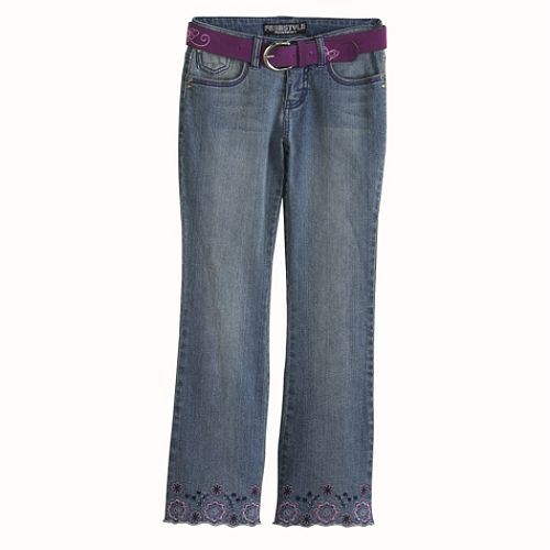 Stargate Apparel, Inc Girl's 7-16 Belted Jean with Scalloped Hem