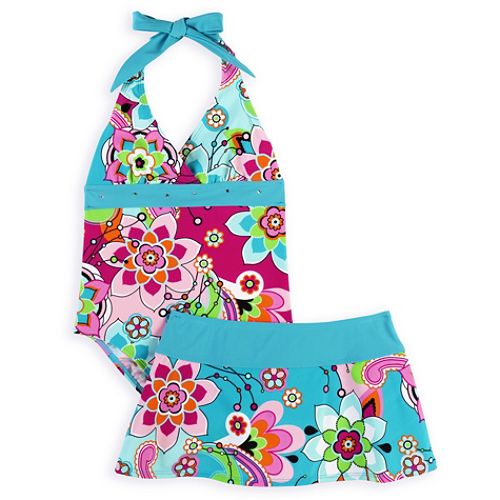 Joe Boxer Girl's 7-16 Floral Halter Swimsuit
