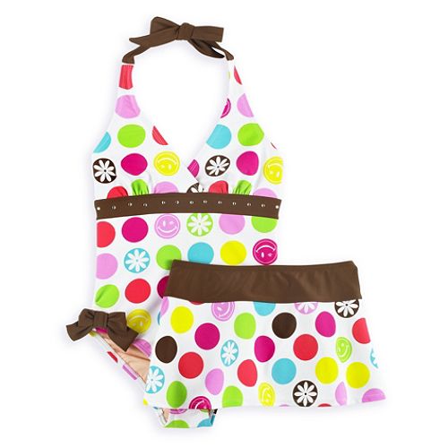 Joe Boxer Girl's 7-16 Polka Dot Halter Swimsuit