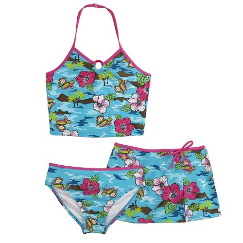 Bobby Jack Girl's 7-16 Tropical Scenic Halterkini with Skirt 
