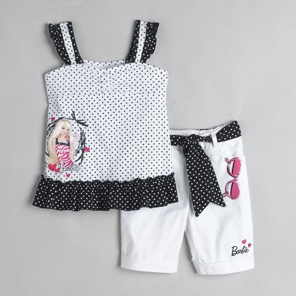 Barbie Girl's 4-6x Polka Dot Top & Bermuda Shorts Set