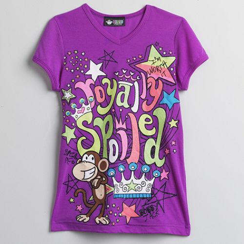  Bobby Jack Girl's 7-16 Short Sleeve Royally Spoiled V-Neck Screen Tee 