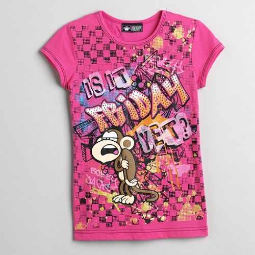  Bobby Jack Girl's 7-16 Short Sleeve ''Is It Friday Yet?'' Screen Tee 
