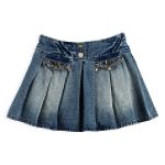 Amy's Closet Girl's 7-16 Charm Trim Pleated Denim Skirt