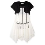 Amy's Closet Girl's Plus 3 Ribbon Jagged Hem Bolero Dress