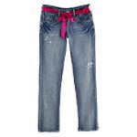 Almost Famous Girl's 7-16 Skinny Jean in Faded and Flower Belt