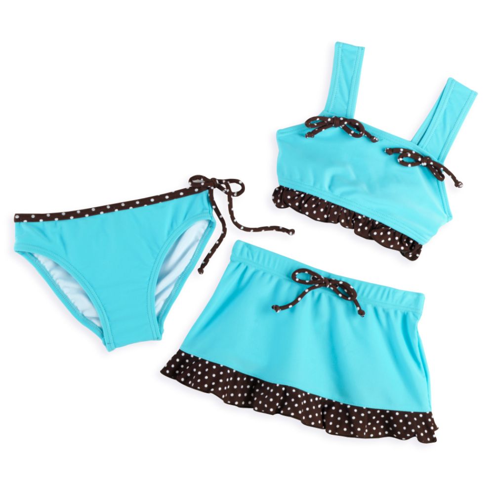 Malibu Kids Girl's 4-6X 3-Piece Set - 2-Piece Tank with Bottom Edge Ruffle, Tie Hipster, Ruffle Skirt