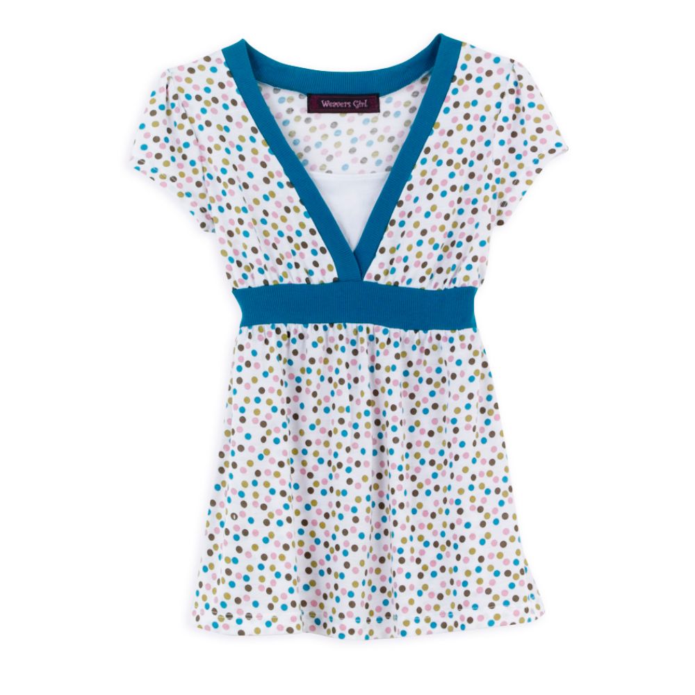 Canyon River Blues Girl's 7-16 Short Sleeve Layered Tunic with Polka Dot Print