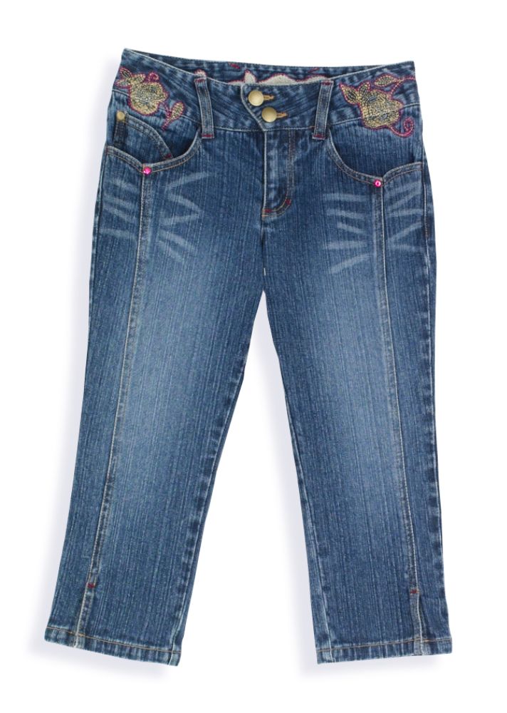 The Cheetah Girls Girl's 7-16 Denim Slim Fit Mid Calf Length Jean with Embroidery