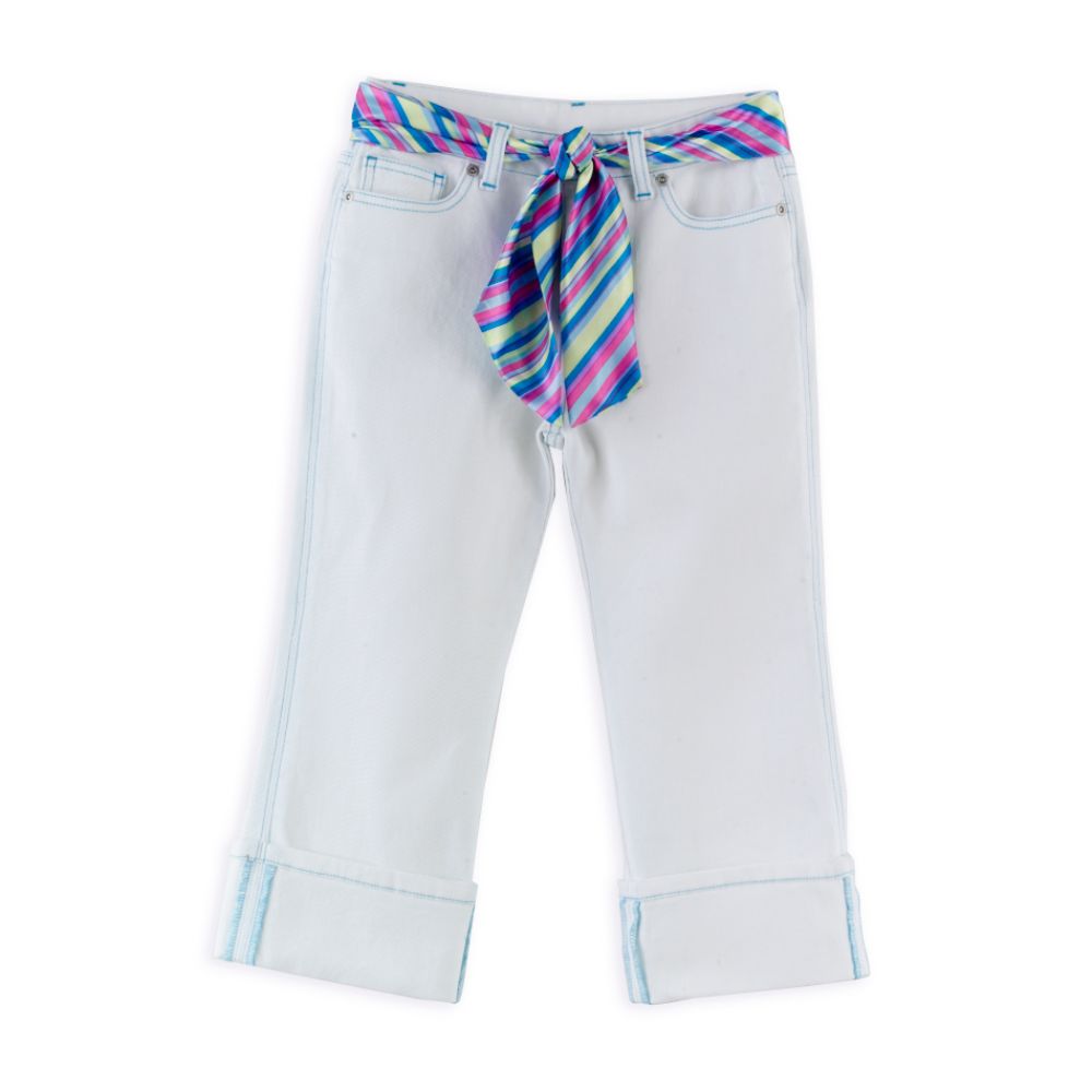 Canyon River Blues Girl's 7-16 Plus Roll-Cuff Capri with Scarf Belt