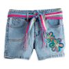 Denim Short, Floral Embroidered