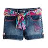 Denim Short, Roll Cuff, Embroidery