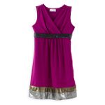 Amy's Closet Girl's 7-16 Fog Foil Braided Belt Dress