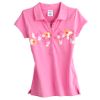 Girl's Plus Short Sleeve Solid Polo with Floral Chest Screen