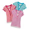Girl's Plus Short Sleeve Striped Henley