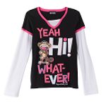 Bobby Jack Girl's 7-16 Plus V-Neck Henley with Insert