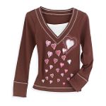 Personal Identity Girl's 7-16 Plus Deep V-Neck Hearts Screen Top with Insert