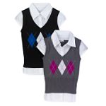 Amy's Closet Girl's 7-16 Short Sleeve Woven Top with Mock Vest
