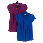 Amy's Closet Girl's 7-16 Pleated Mock Neck Babydoll Top
