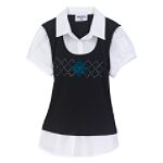 Personal Identity Girl's 7-16 Plus Woven Top with Argyle Vest