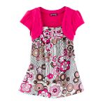 Girl Code Girl's 4-6X Short Sleeve Faux Shrug with Jewel Stone Buttons