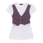 Girl Code Girl's 4-6X Short Sleeve Top with Jewel Button Vest