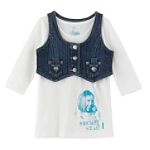 Hannah Montana Girl's 4-6X 3/4 Sleeve Ruffle Knit Top with Denim Vest