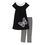 Youngland Girl's 4-6X Short Sleeve Butterfly Dress with Legging