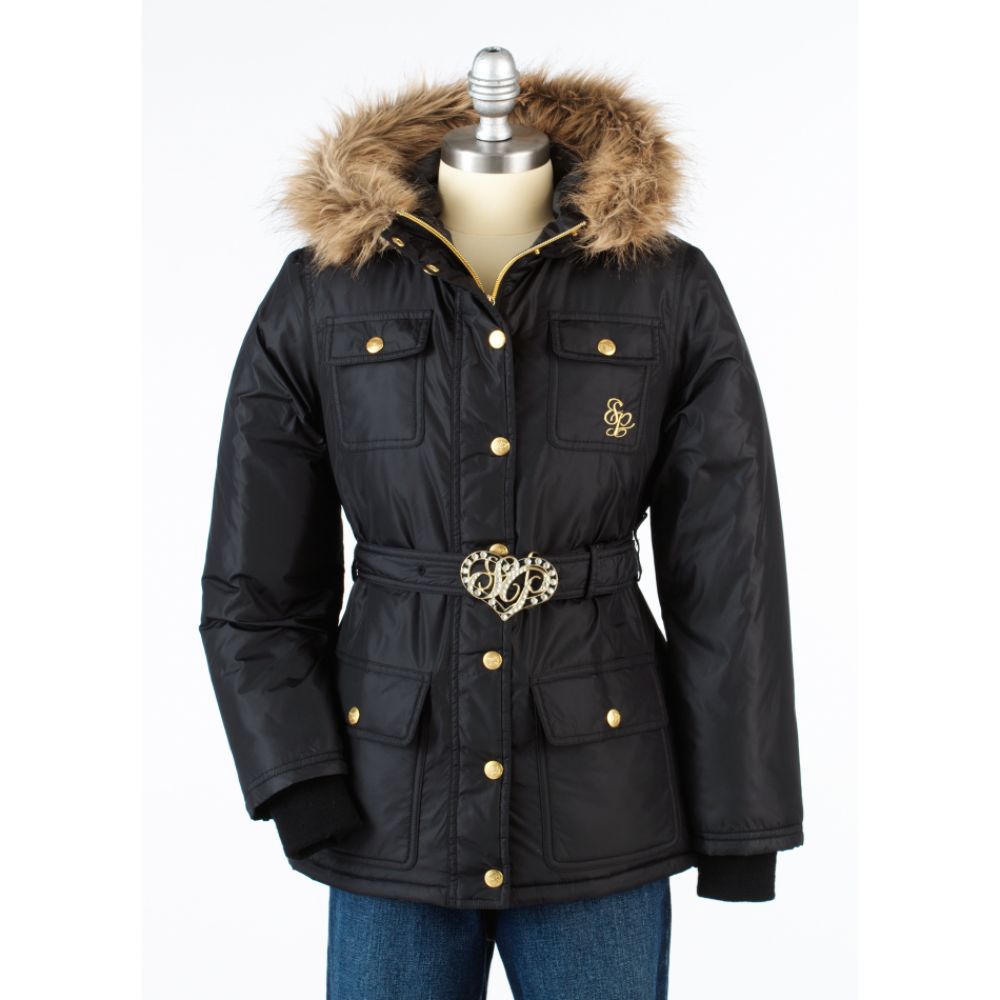 Southpole Girl's 7-16 Hooded Mid-Length Belted Jacket