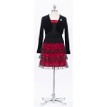 Amy's Closet Girl's 7-16 Glitter Dot Triple Tier Rumba Dress with Velvet Bolero