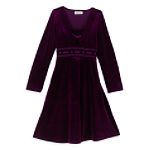Rare Editions Girl's 7-16 Long Sleeve Velvet Dress with Caviar Beading